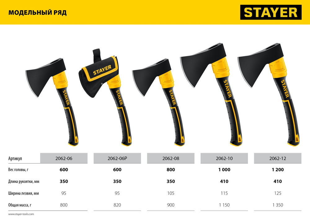 Топор кованый 600/800 г, с чехлом, 350 мм FIBERGLASS Professional STAYER 2062-06P