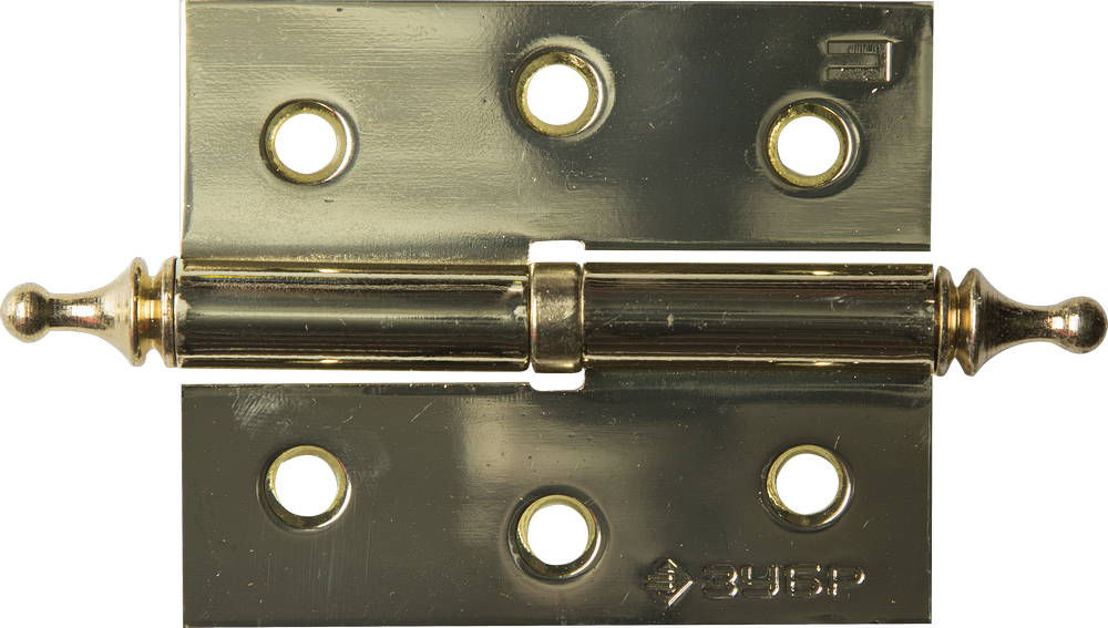 Петля карточная 75 х 63 х 2.5 мм, разъемная, правая, цвет латунь (PB), 2 шт ЗУБР 37605-075-1R