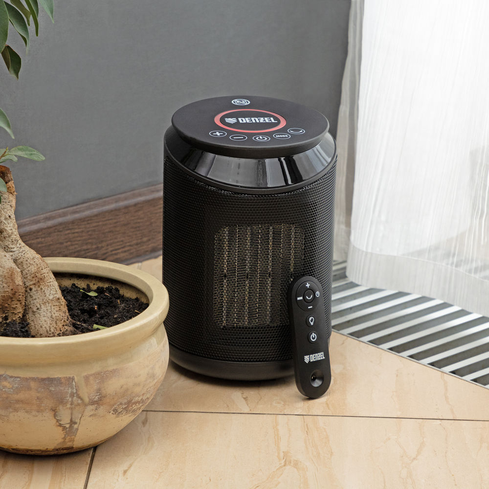 Тепловентилятор электрический керамический DTFC-2000, пульт, 3 режима, вентилятор, нагрев 1000/2000 Вт Denzel (96419)