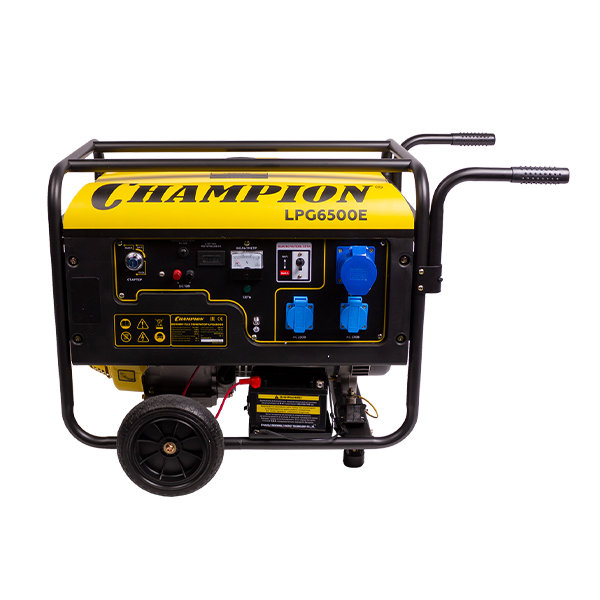 Генератор CHAMPION LPG6500E (бензин+газ 5/5,5кВт 16лс 25л 12В 85кг, эл.стартер, счетчик, колеса) (LPG6500E)