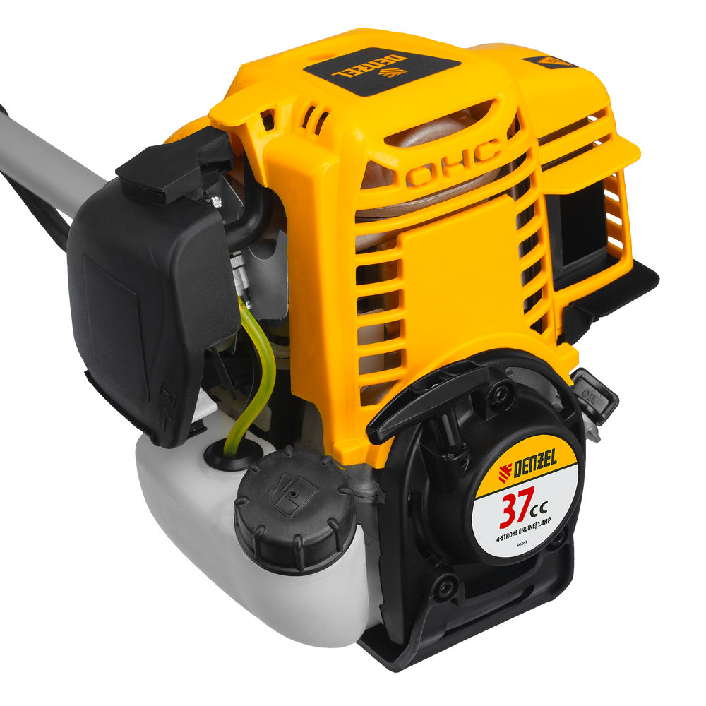 Триммер бензиновый DTL-37-4T, 4-тактный, 37 см3, неразъемная штанга, состоит из 2 частей Denzel (96267)