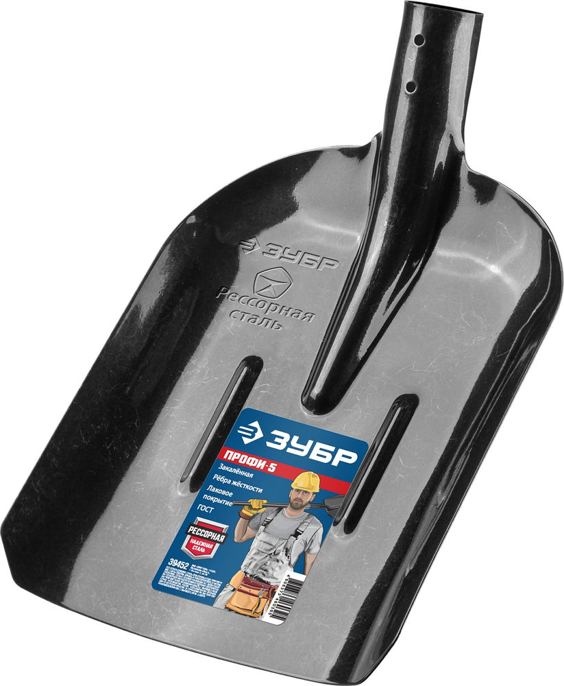 Совковая лопата тип ЛСП 350 х 230 мм полотно рессорная сталь 1.6 мм закалено с ребрами жесткости без черенка Профессионал ЗУБР ПРОФИ-5 39452