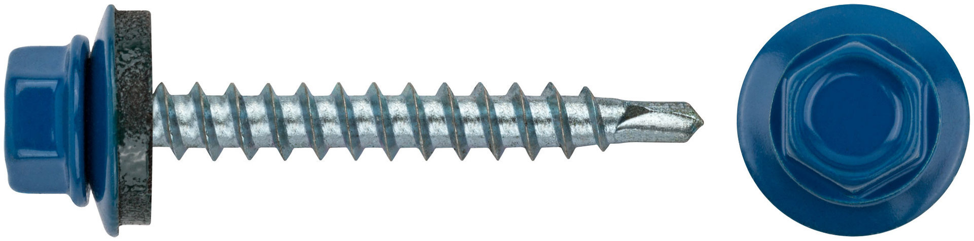 Шурупы кровельные со сверлом 4.8 х 38 синий, RAL 5005 250 шт. (фасовка) (23533-4)
