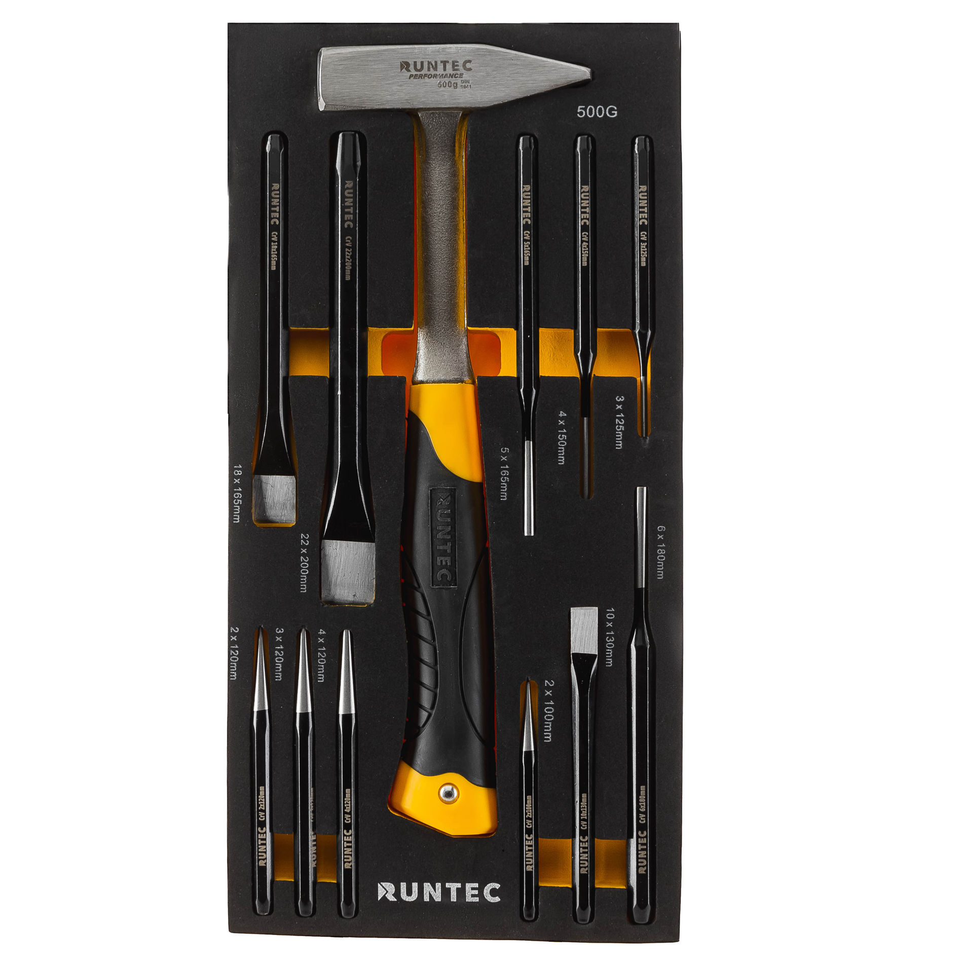 RUNTEC RT-PC1E12 Набор ударно-режущего инструмента RUNTEC в ложементе EVA, 12 предметов (RT-PC1E12)