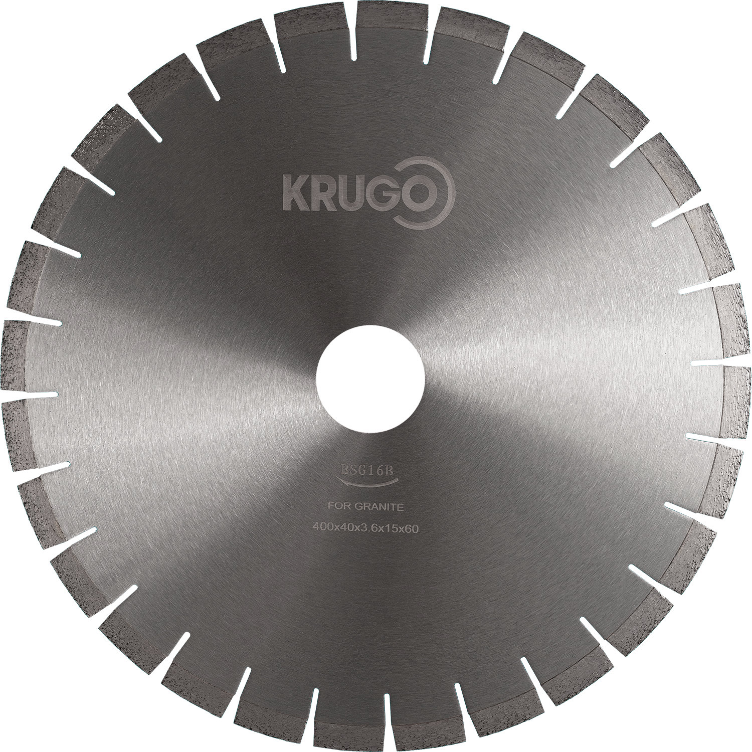 Диск алмазный сегментный по граниту, бесшумный 400 x 40 x 3,6x 60 x 15mm KRUGO (BSG16B)