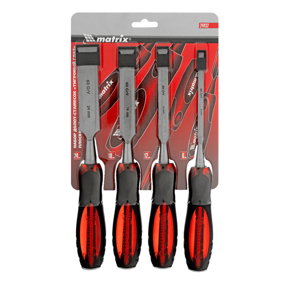 Набор долот-стамесок плоских Тигровый глаз, 4 шт, 6-12-18-24 мм Matrix