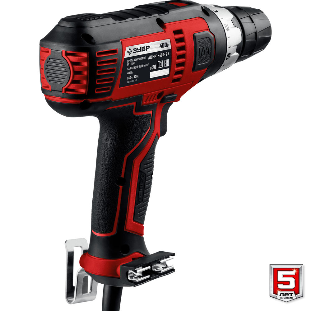 Дрель-шуруповерт сетевая 400 Вт 40 Н·м кейс ЗУБР ДШ-М1-400-2 К