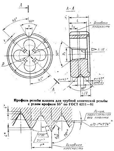 Плашка трубная коническая R 2, 11 ниток/дюйм, dнар.105мм CNIC