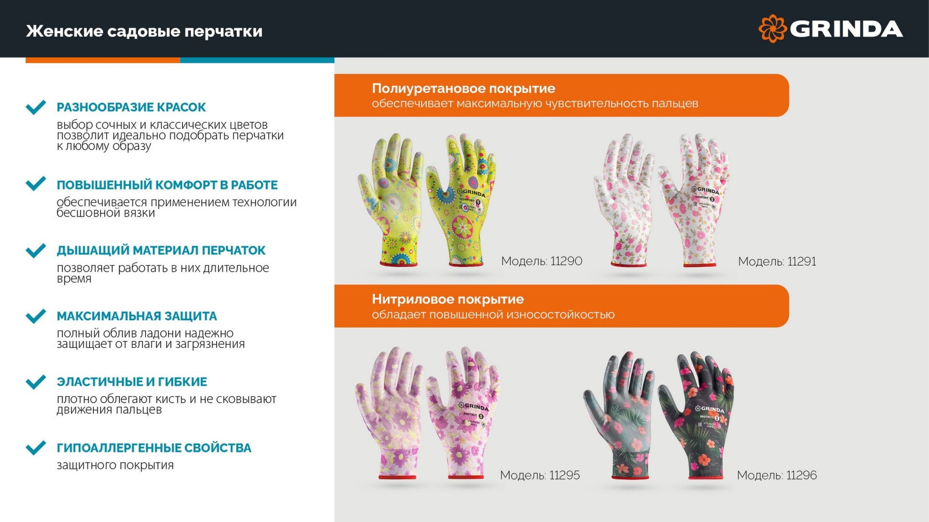 GRINDA PROTECT, M (8), садовые перчатки с прозрачным нитриловым покрытием, фиолетовые, 13 класс (11295-M)