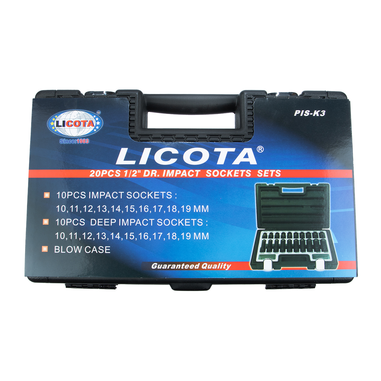 Набор ударных головок 20 пр., 10-19 мм, стандартные, глубокие 1/2 Licota PIS-K3