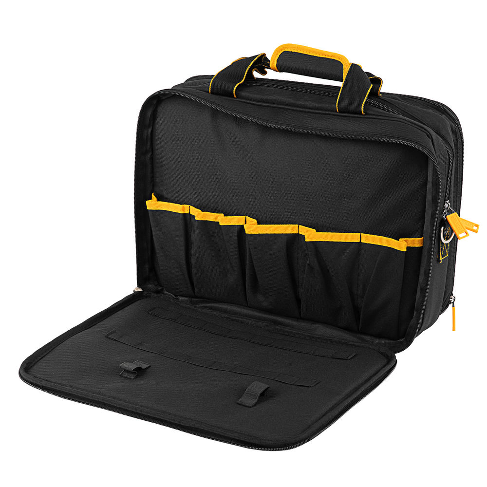 Сумка для инструмента, 400х170х300 мм, 3 отделения, 28 карманов, наплечный ремень Denzel