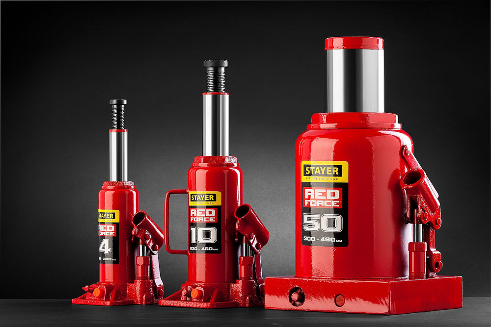 Домкрат бутылочный гидравлический 2 т, 181 - 345 мм RED FORCE Professional STAYER 43160-2