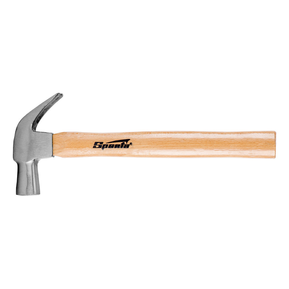 Молоток-гвоздодер, 450 г, боек 27 мм, деревянная рукоятка Sparta