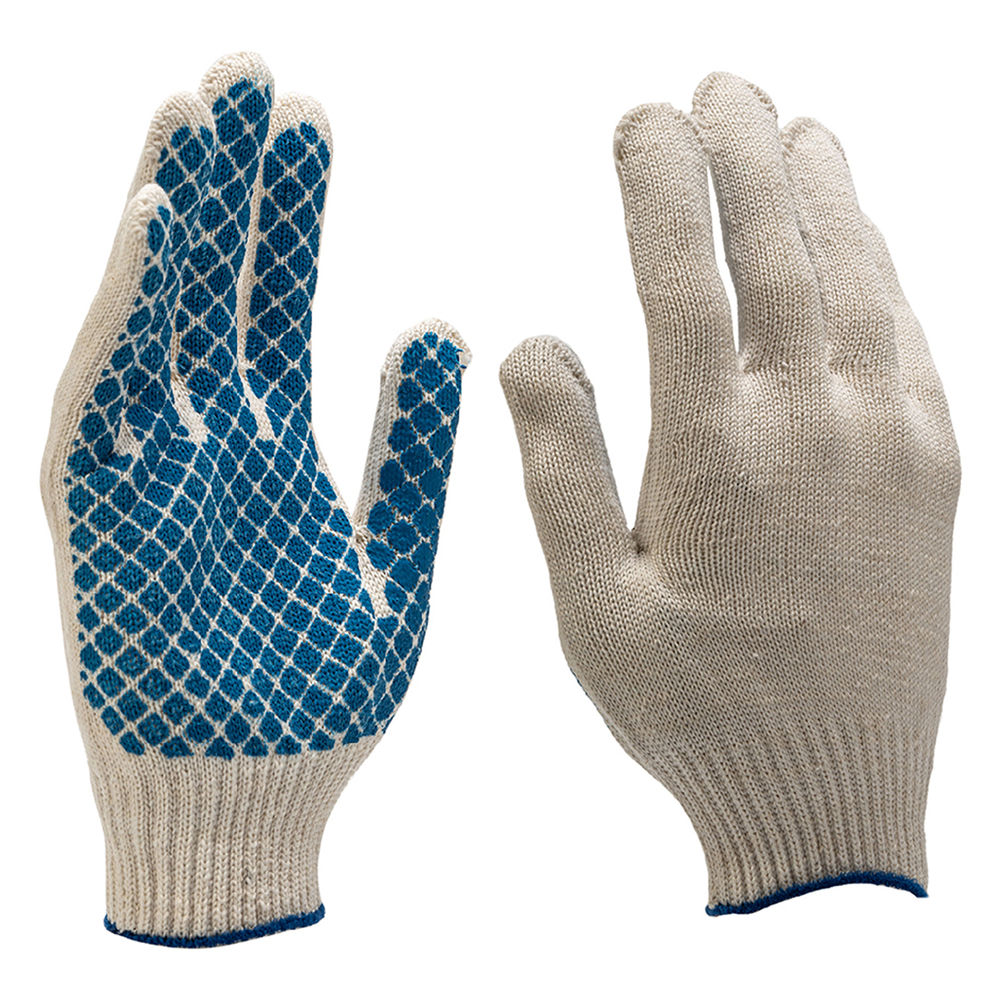 Перчатки х/б, ПВХ покрытие, Шахматный облив, 10 класс (67713)