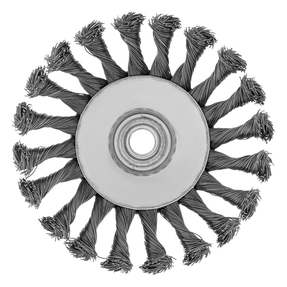 Щетка для УШМ, 125 мм, М14, тарелка, крученая проволока 0.5 мм Matrix (74611)