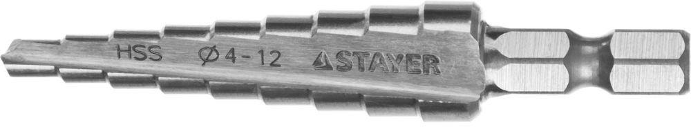 Сверло ступенчатое 4-12 мм, 9 ступеней, сталь HSS STAYER 29660-4-12-9