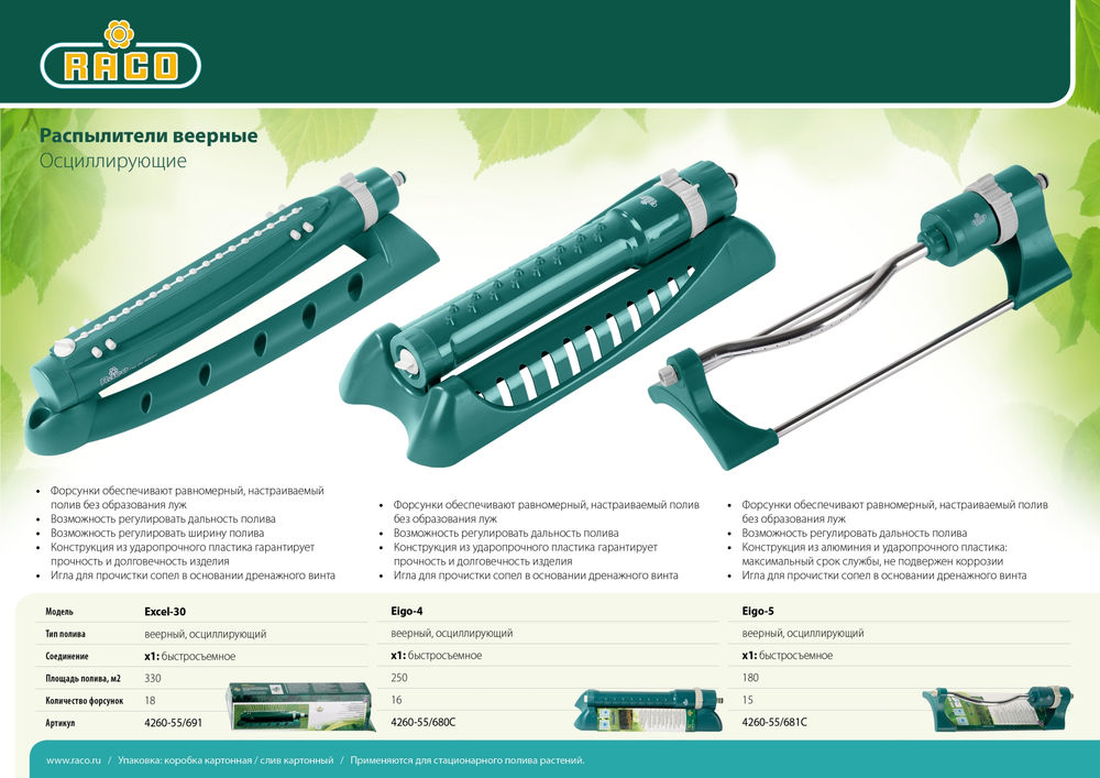 Веерный распылитель Excel-301, 18 форсунок RACO 4260-55/691