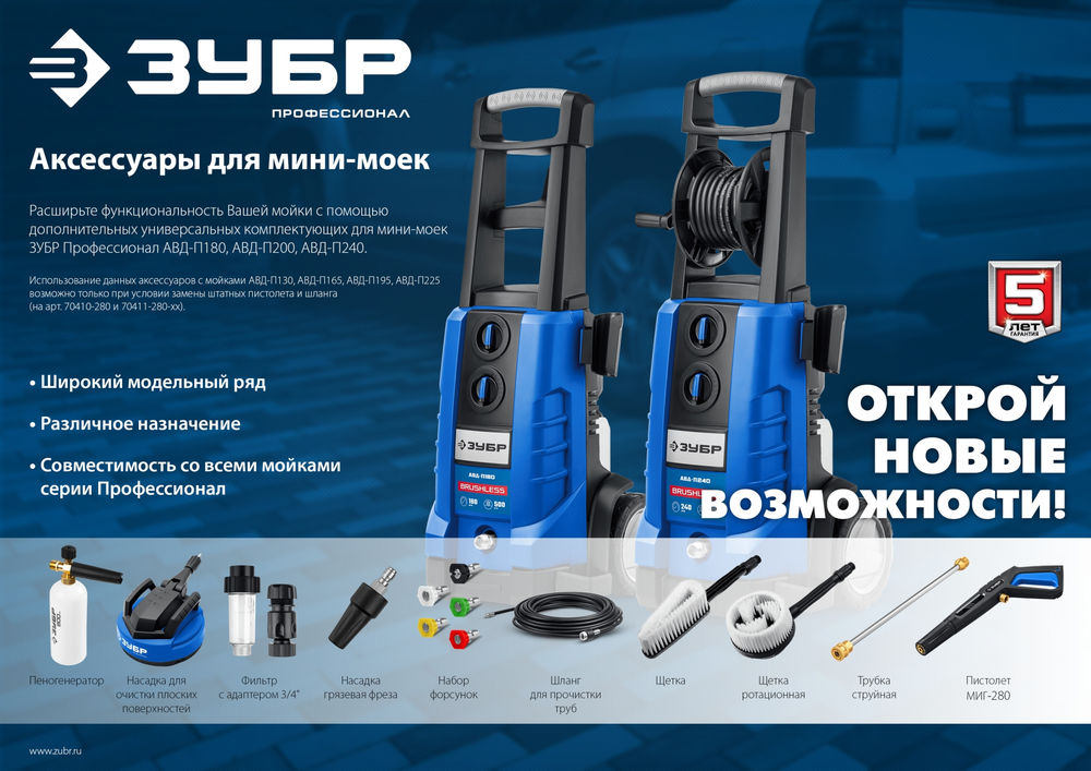 Пистолет для минимоек ЗУБР МИГ-280 70410-280