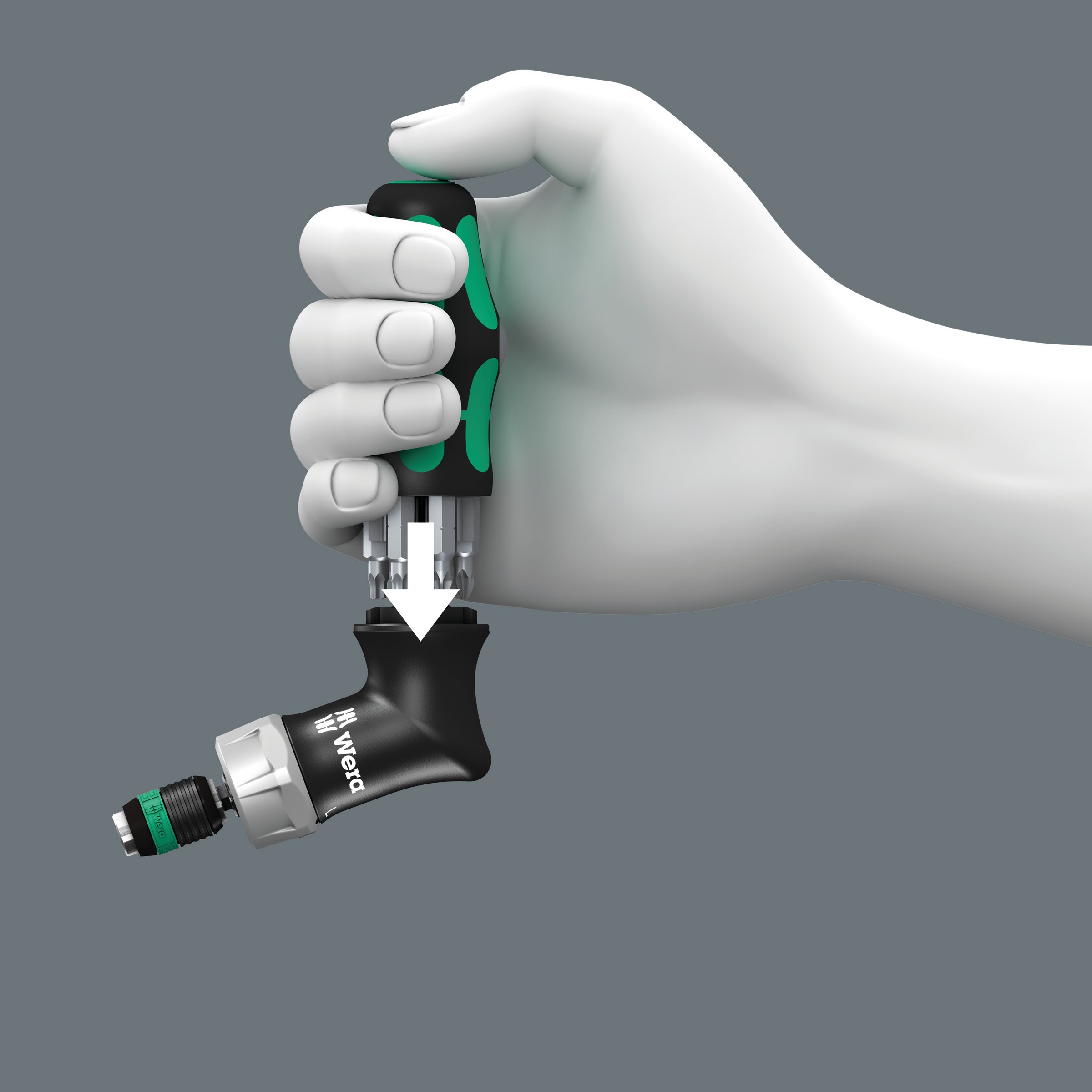 Набор бит с пистолетообразной отвёрткой-битодержателем c трещоткой, 13 пр. Kraftform Kompakt Pistol RA 4 WE-051031