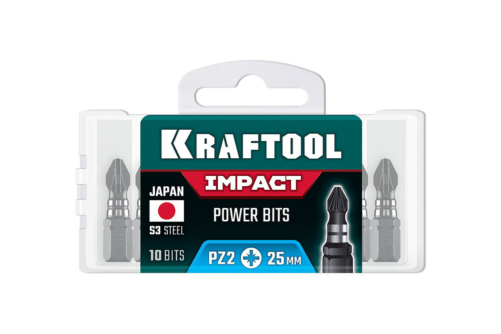 Ударные биты Impact PZ 2, 25 мм, 10 шт KRAFTOOL 26193-2-25-S10