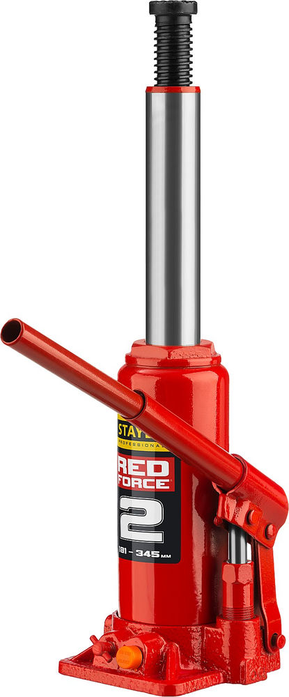 Домкрат бутылочный гидравлический в кейсе 2 т, 181 - 345 мм RED FORCE Professional STAYER 43160-2-K