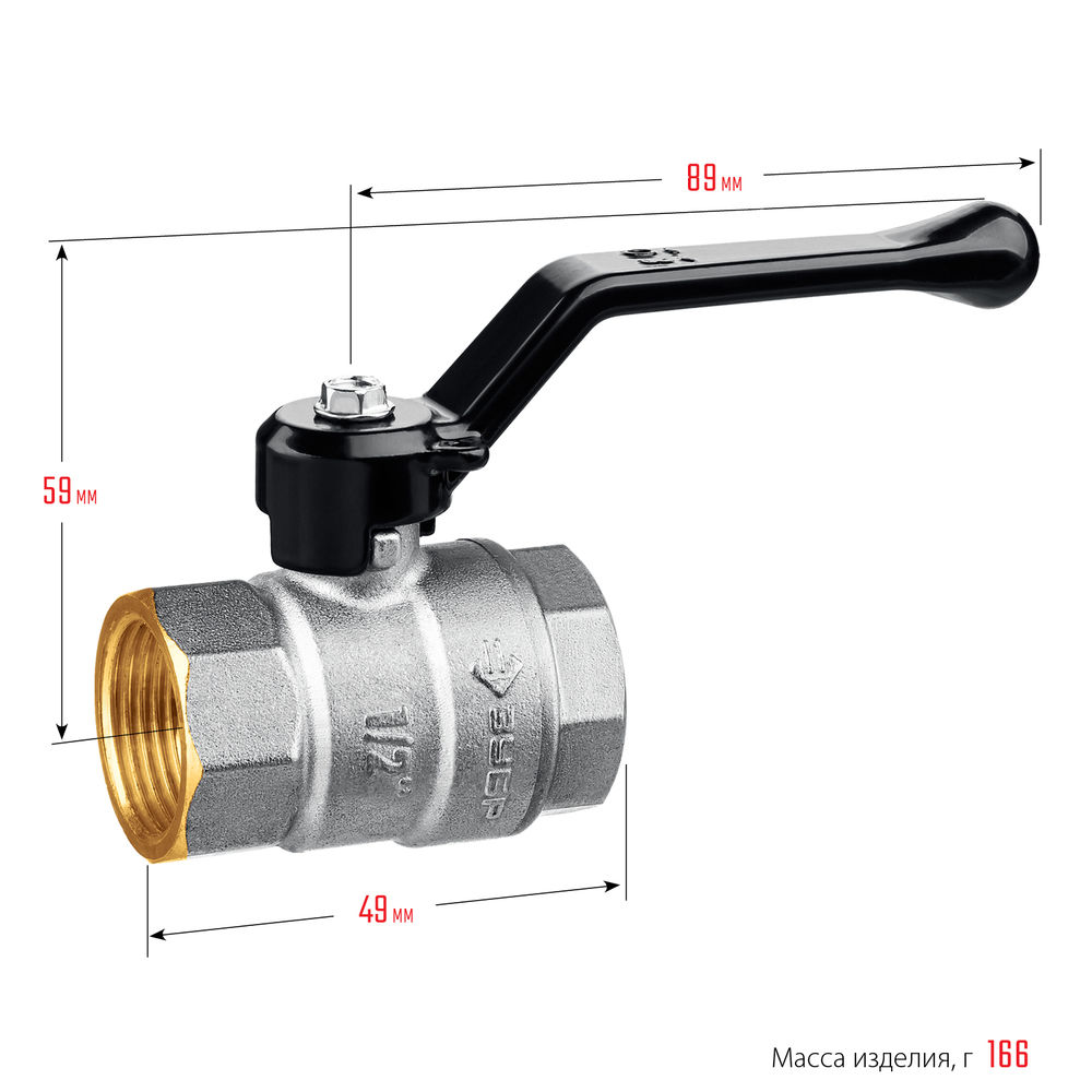 Шаровой кран d 1/2, ручка-рычаг ЗУБР 51322-1/2