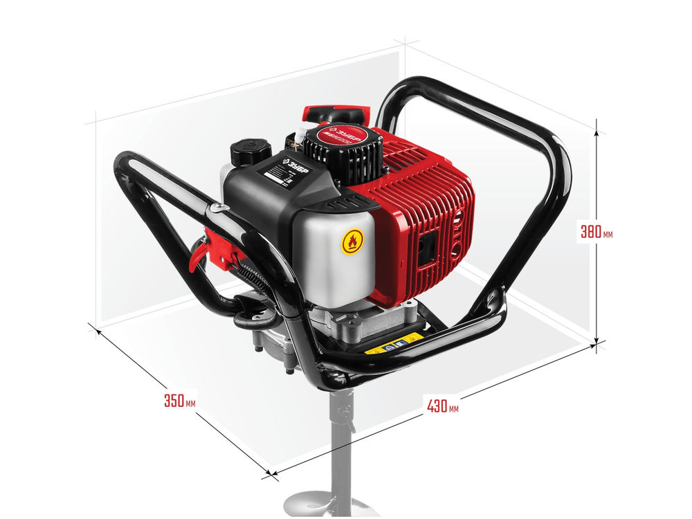 Мотобур (бензобур) d 60-200 мм 52 см? 1 оператор ЗУБР МБ1-200