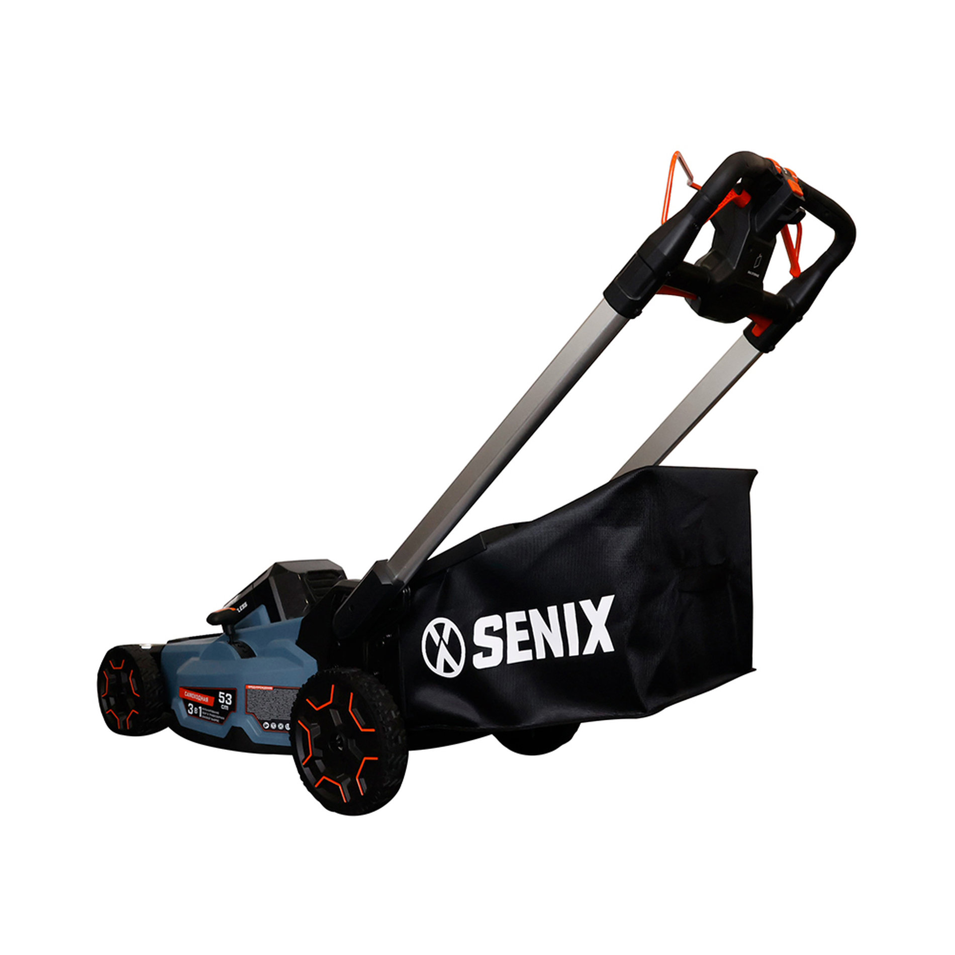 Газонокосилка самоходная аккумуляторная, серия X6, 60В, 3-в-1, 53 см., 1 аккумулятор 4Ач, ЗУ