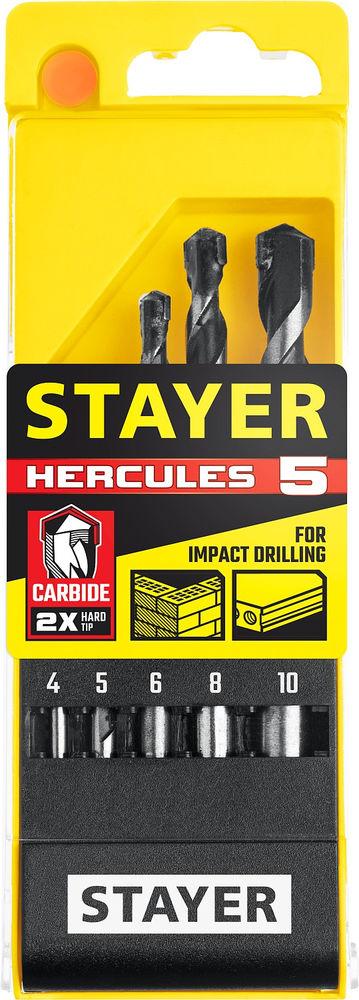 Набор сверл по бетону Hercules, 5 шт: d 4-5-6-8-10 мм STAYER Professional 2915-H5_z01