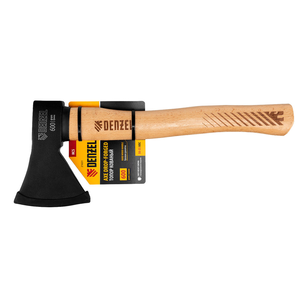 Топор, 600 г, кованый, буковое топорище Denzel