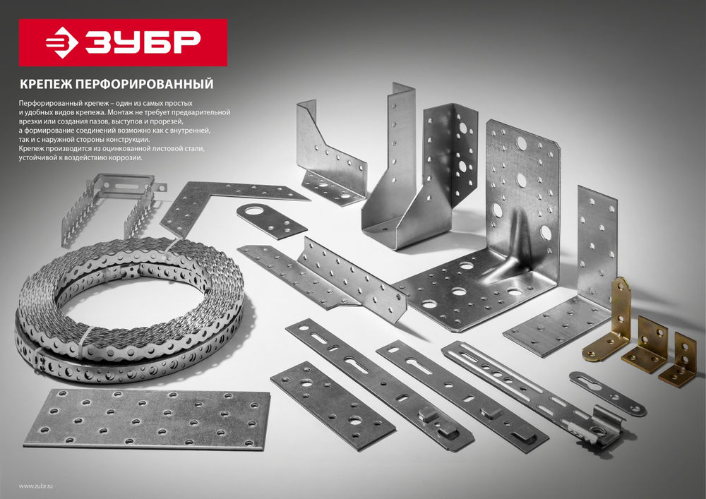 Равносторонний крепежный уголок 40 x 100 x 100 x 2 мм цинк ЗУБР УКР-2.0 310206-040-100