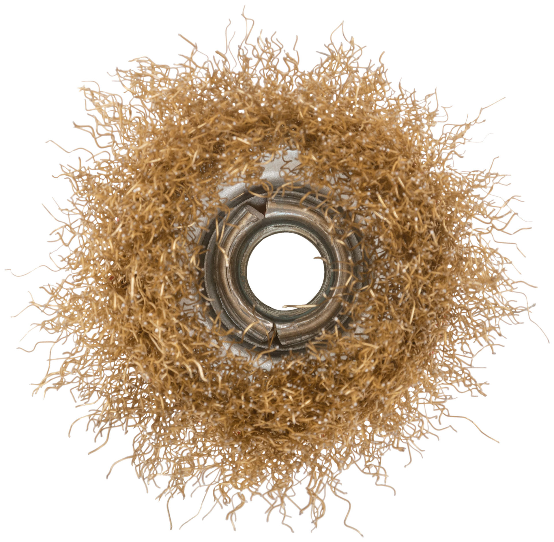 Корщетка чашечная, гайка М14, стальная латунированная волнистая проволока 65 мм (39036)