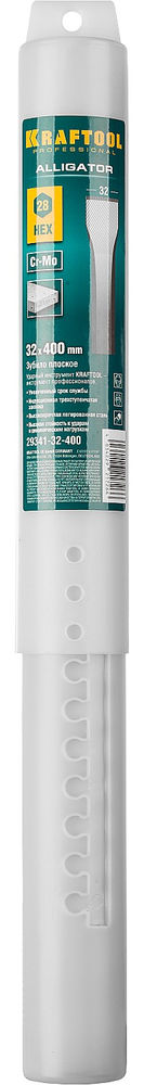 Плоское зубило ALLIGATOR, 32 x 400 мм, HEX 28 KRAFTOOL 29341-32-400