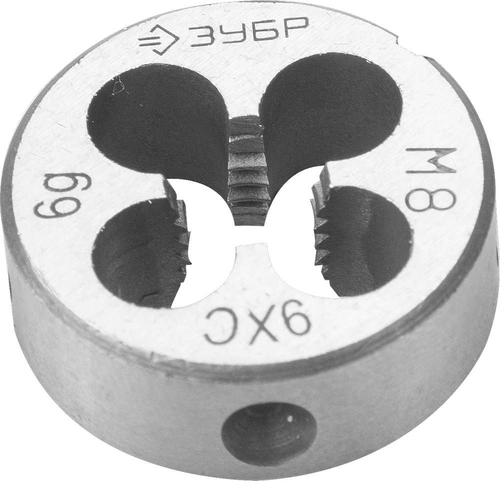 Плашка круглая ручная сталь 9ХС ЗУБР М8 x 1.25 мм 4-28022-08-1.25