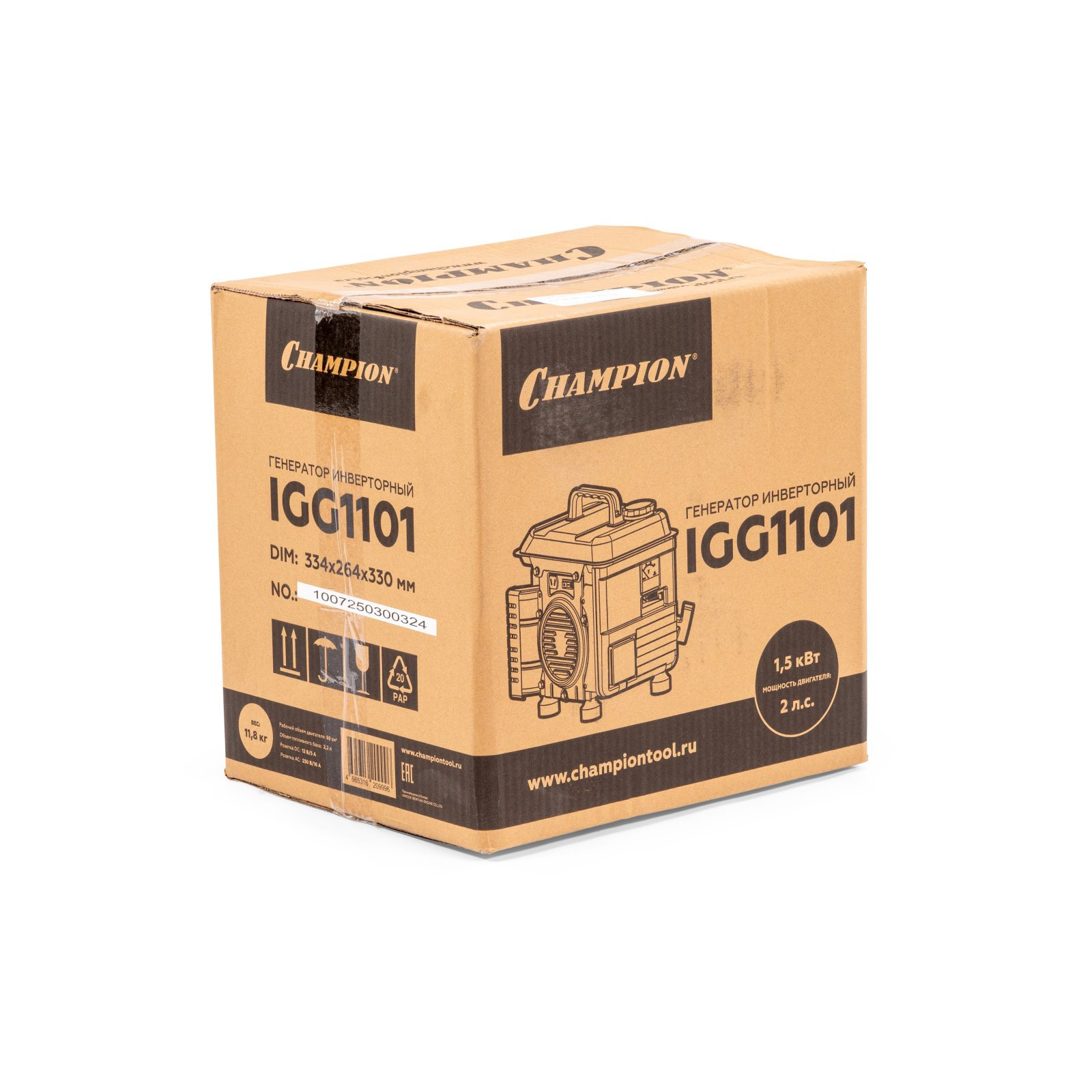 Генератор CHAMPION IGG1101 (1,2/1,3 кВт, 2лс, 2Т 2.2л 12В 11,8кг) (IGG1101)