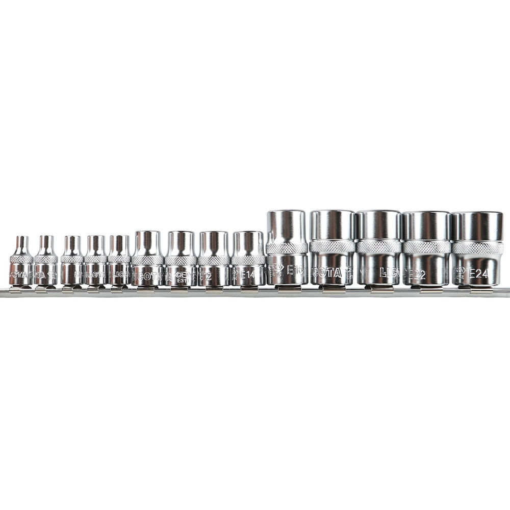 Набор головок Е-профиль Е4-Е24 14пр. на линейке 1/4, 3/8, 1/2 Licota TBS-11005