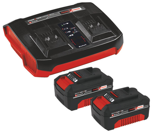 Устройство зарядное двойное Twincharger 3А + 2 аккумулятора Einhell PXC 4,0 Aч (4512112)