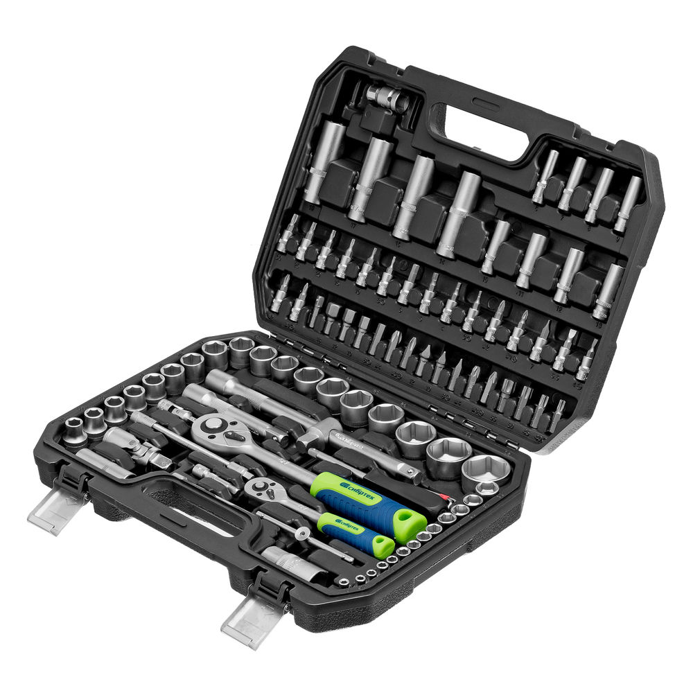 Набор инструментов, 1/2, 1/4, пластиковый кейс, 94 предмета// Сибртех