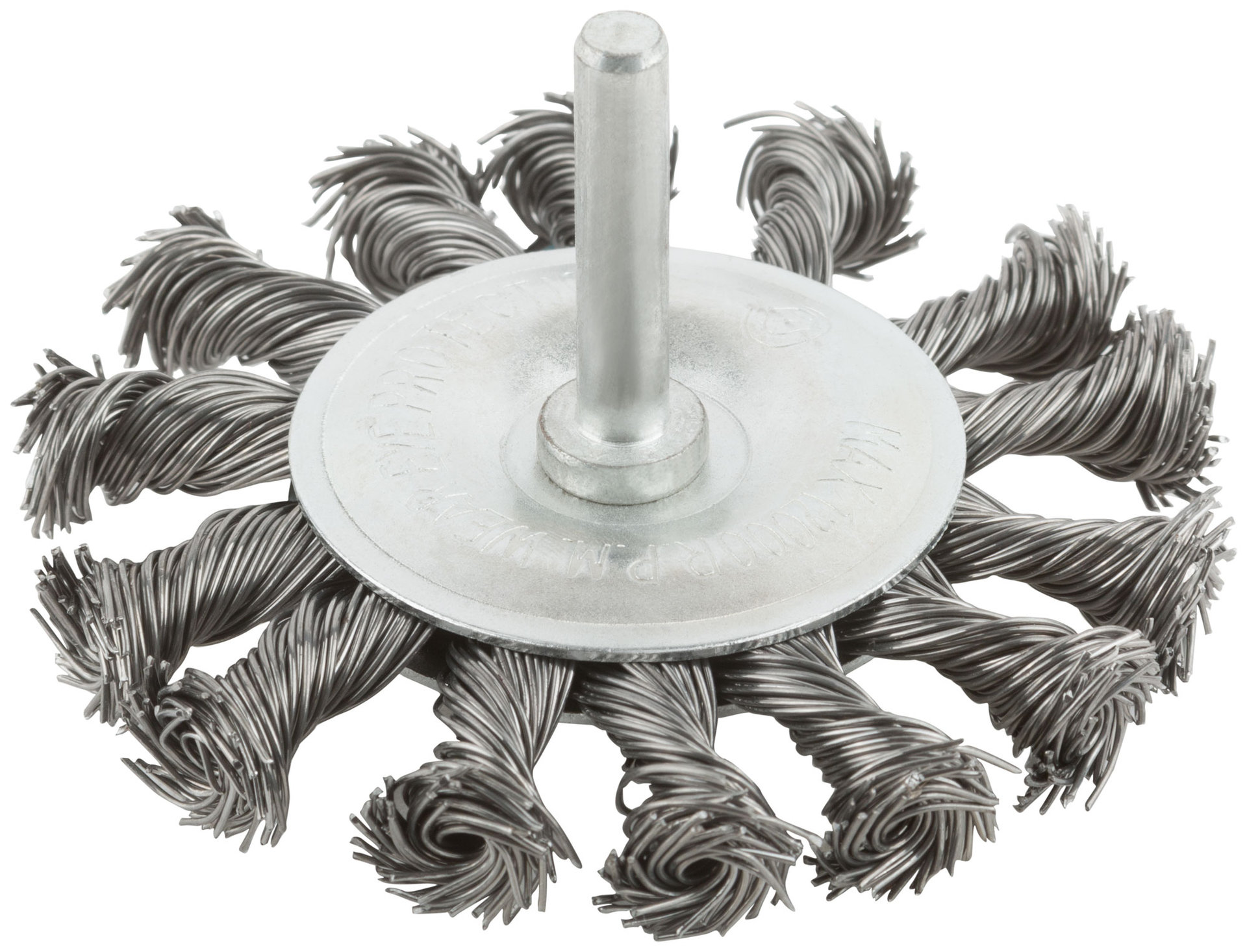 Корщетка, тип колесо, со штифтом, стальная витая проволока 75 мм (38493М)