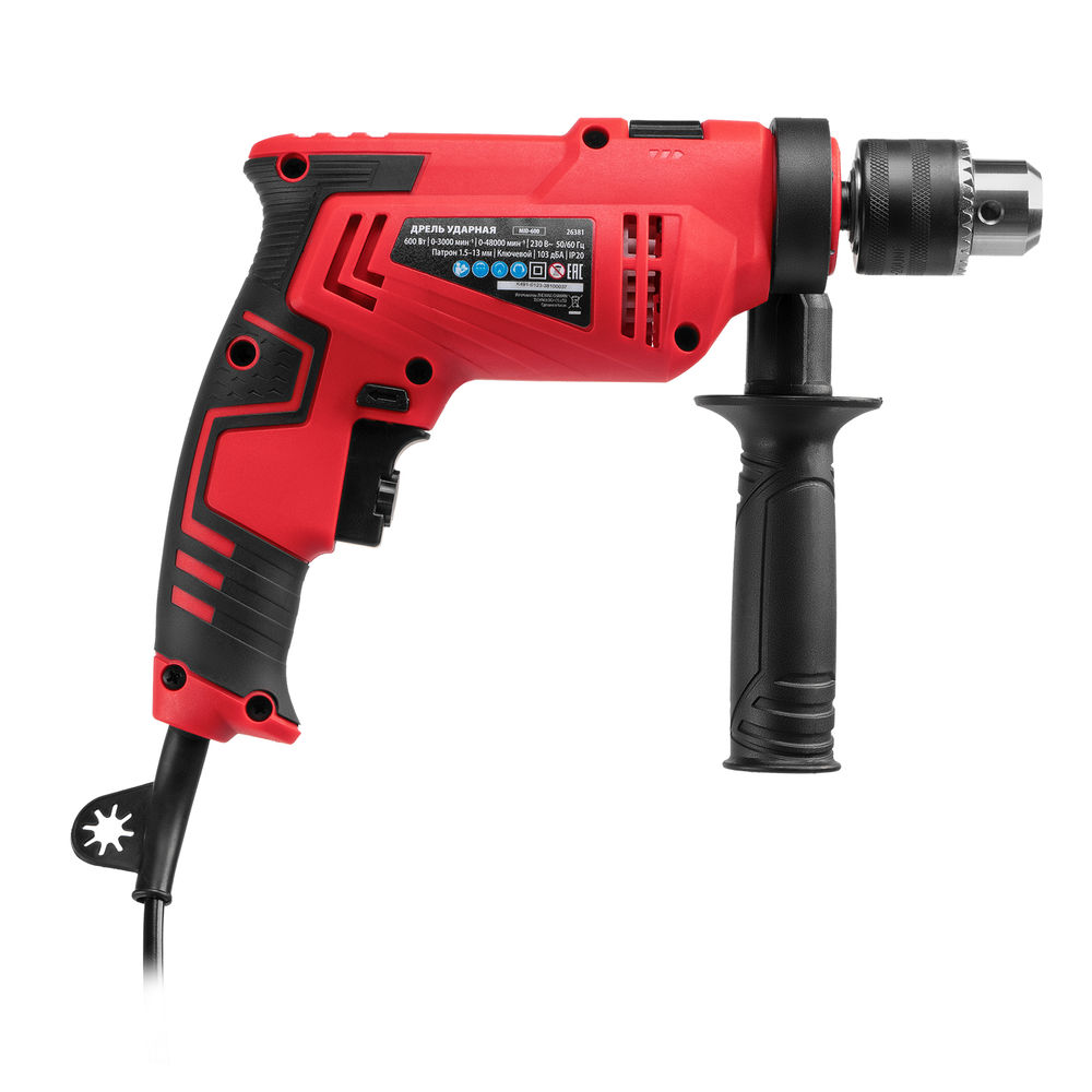 Дрель ударная MID-600, 600 Вт, 0-3000 об/мин, 0-48000 уд/мин MTX (26381)