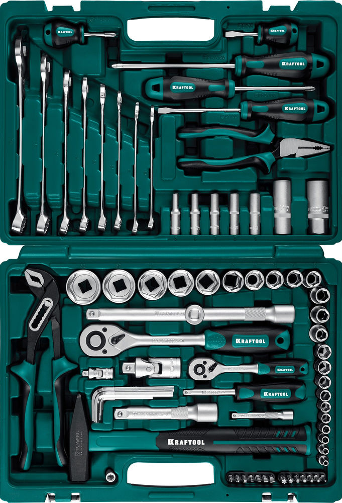 Набор инструмента универсальный 76 предм., (1/2+3/8+1/4) EXTREM-76 KRAFTOOL 27889-H76