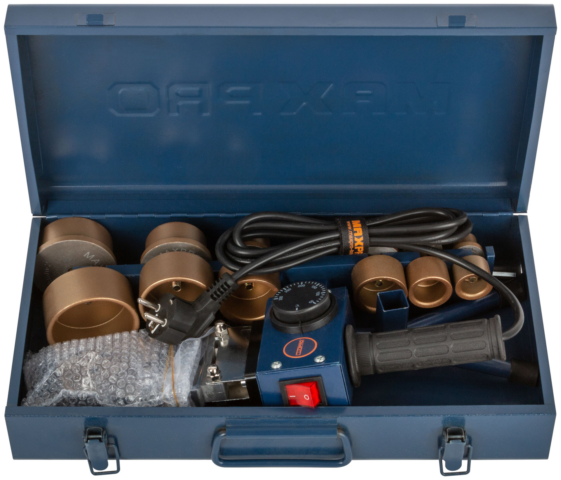 Аппарат сварочный для пластиковых труб 800 Вт; 50-300°; диаметры труб 20/25/32/40/50/63 мм; 0,9 кг; металлический кейс MAX-PRO 85280