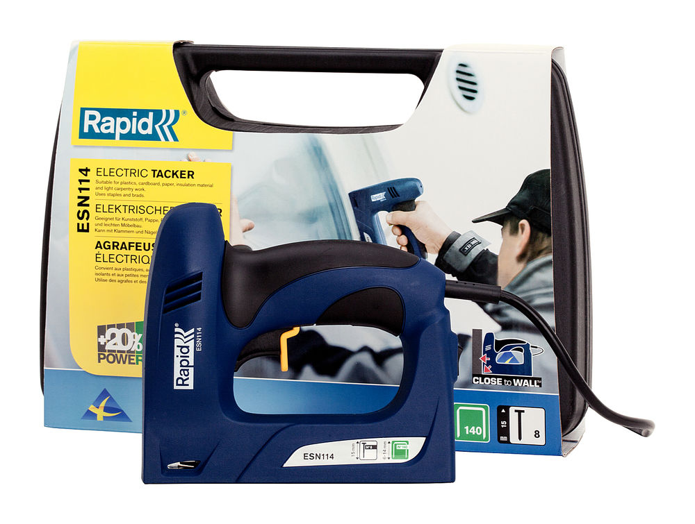 Электрический нейлер-степлер 2-в-1 для скоб R:El.Staple Gun ESN114, тип 140 и гвоздей 300 RAPID 5000131