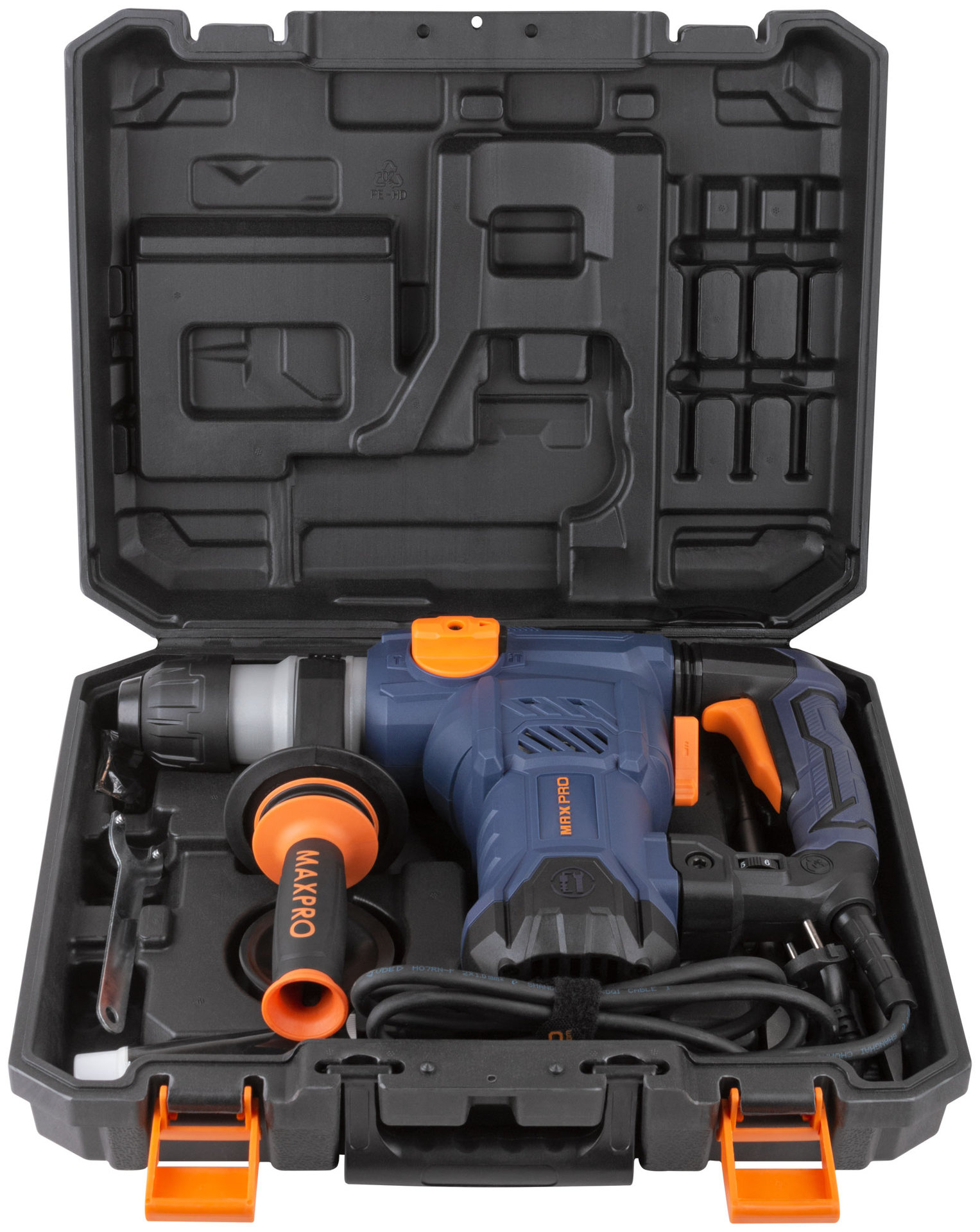 Перфоратор демонтажный 1500 Вт; 0-850 об/мин; 5,5 Дж; 3 режима; Д/Б/М-42/32/13; 5,2 кг; SDS-PLUS; антивибрационная ручка; резиновые вставки MAX-PRO 85094