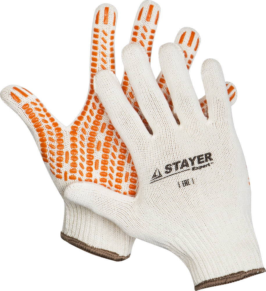STAYER TRACK, L-XL, х/б перчатки с мягким покрытием ?протектор? из ПВХ-геля, увеличенная площадь покрытия, противоскользящие (11401-XL)