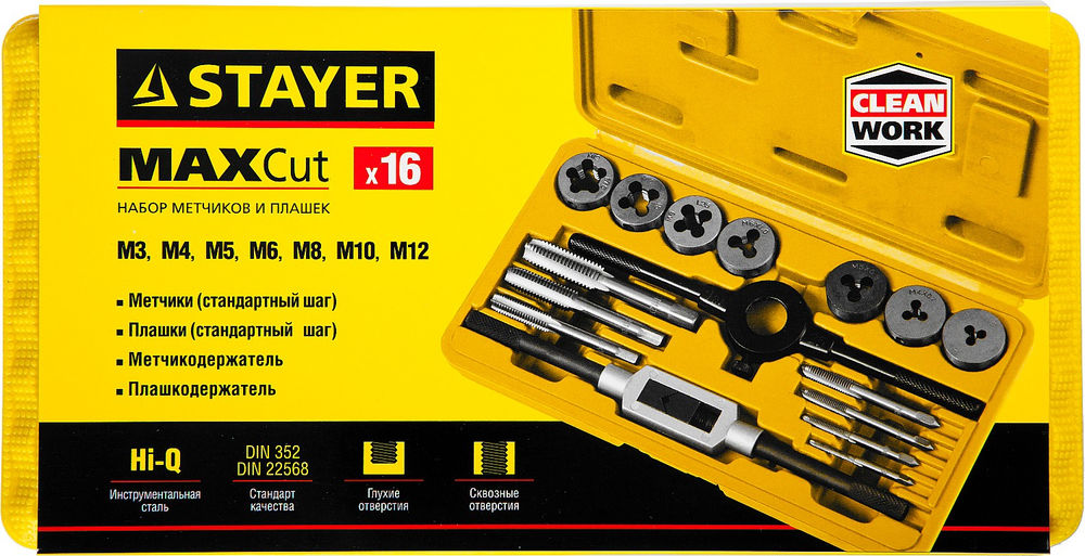Набор метчиков и плашек 16 предмета MaXCut STAYER 28010-H16