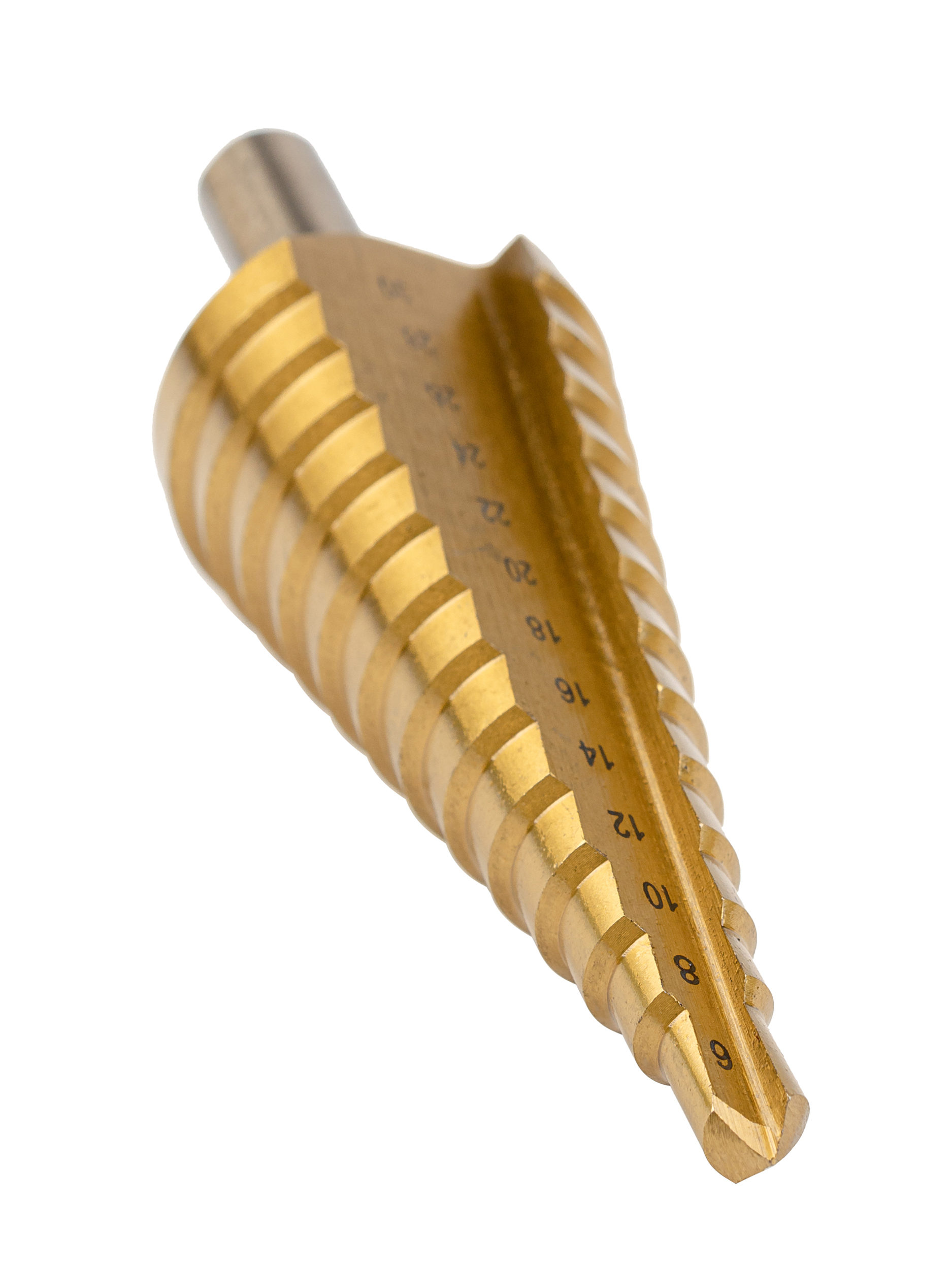 Сверло ступенчатое, HSS TiN, Gr.3, O6-30 мм, прямая канавка, трёхплоскостной хвостовик (ZA-05348)