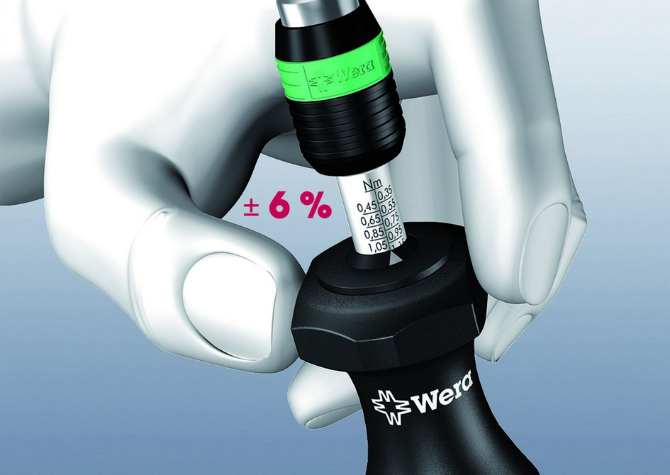 Отвёртка-битодержатель динамометрическая 0.10-0.34 Нм патрон Rapidaptor 1/4 D6.3/F6.3 лупа Kraftform серия 7430 Wera WE-074770