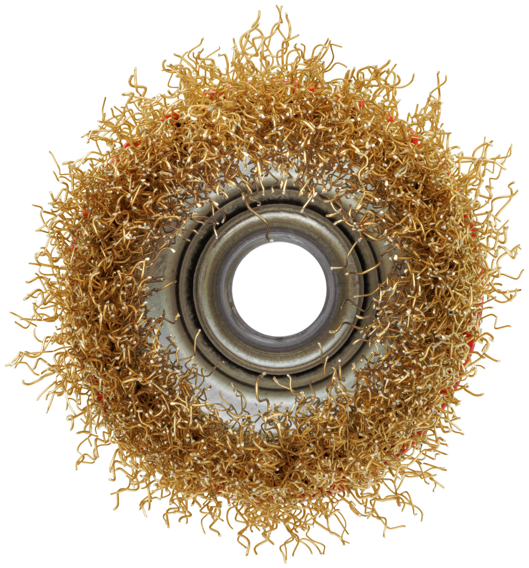 Корщетка-чашка, гайка М14, стальная латунированная волнистая проволока 65 мм, блистер (39091)