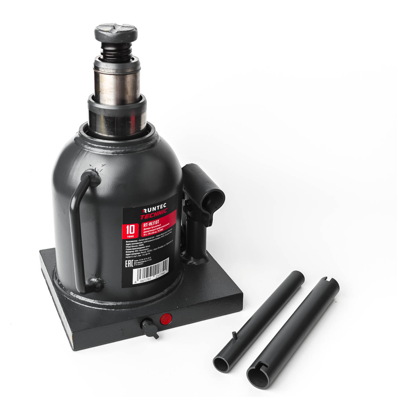 RUNTEC RT-WJ10T Домкрат бутылочный, двухштоковый, профессиональный 10 т, 170-430 мм TECHNIC (RT-WJ10T)